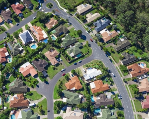 Aerial view of australian suburban houses